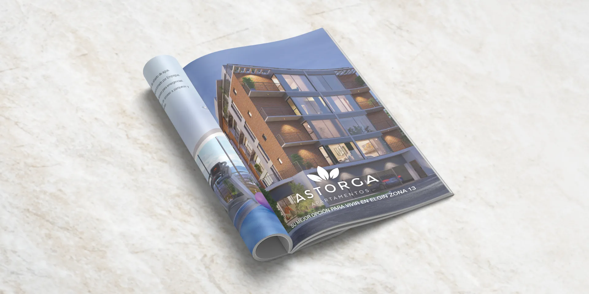 Mockup dise&ntilde;o de revista Apartamentos Astorga